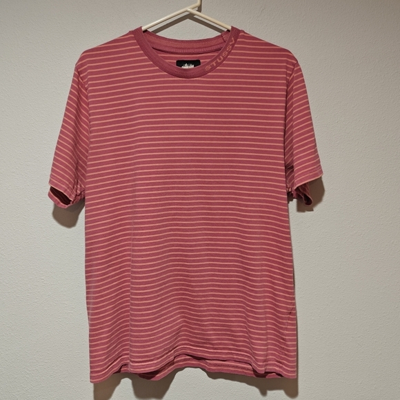 Stussy Other - Vintage Stussy Shirt Men's Medium Striped Salmon Pink 100% Cotton
